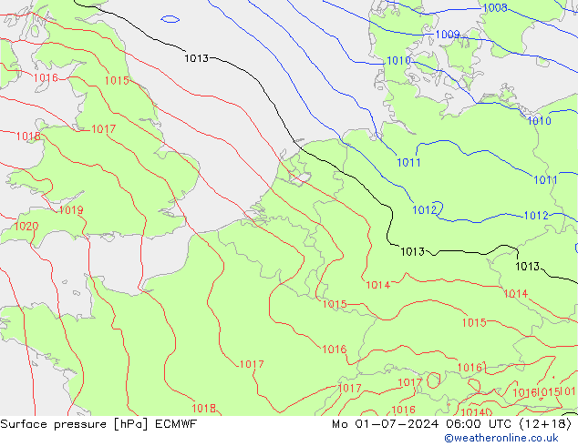 Luchtdruk (Grond) ECMWF ma 01.07.2024 06 UTC