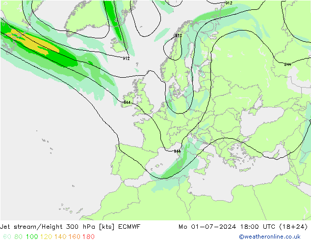 高速氣流 ECMWF 星期一 01.07.2024 18 UTC