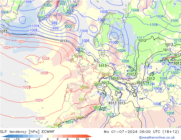 变压 ECMWF 星期一 01.07.2024 06 UTC