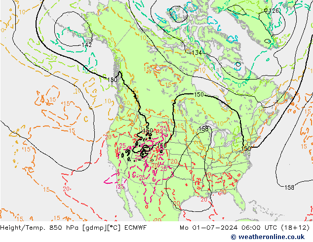 Z500/Rain (+SLP)/Z850 ECMWF 星期一 01.07.2024 06 UTC