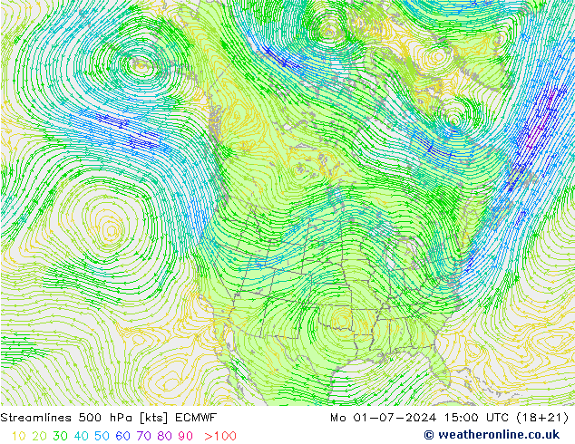 风 500 hPa ECMWF 星期一 01.07.2024 15 UTC