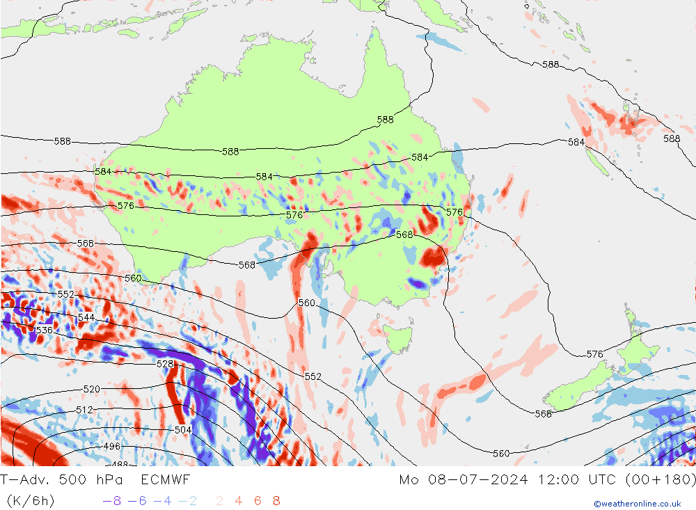 T-Adv. 500 hPa ECMWF ma 08.07.2024 12 UTC
