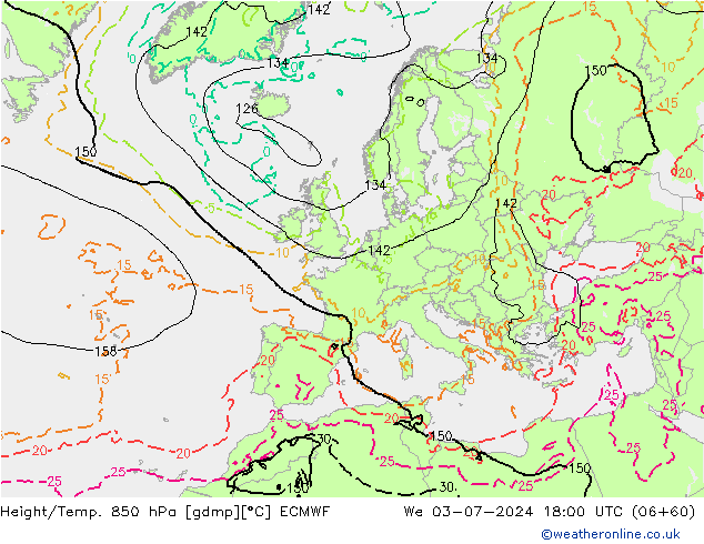 Z500/Regen(+SLP)/Z850 ECMWF wo 03.07.2024 18 UTC