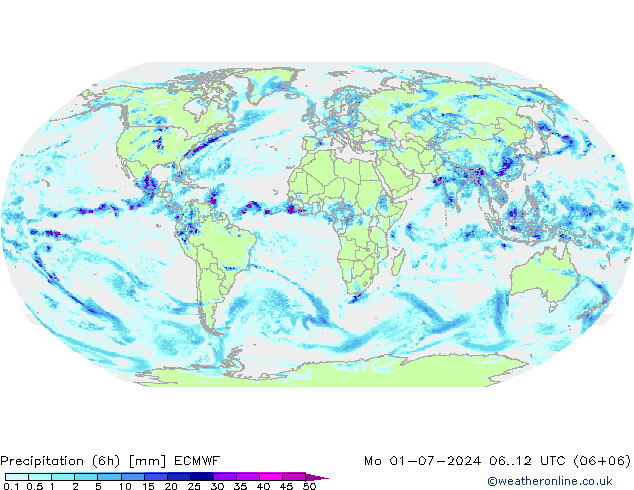 Z500/Rain (+SLP)/Z850 ECMWF 星期一 01.07.2024 12 UTC