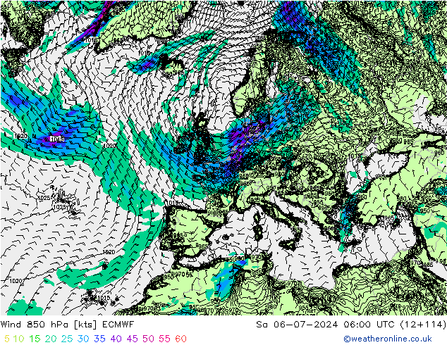 Wind 850 hPa ECMWF za 06.07.2024 06 UTC