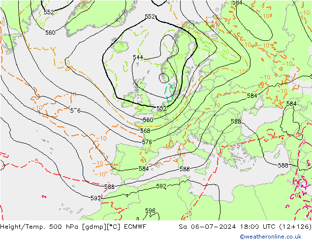 Z500/Regen(+SLP)/Z850 ECMWF za 06.07.2024 18 UTC