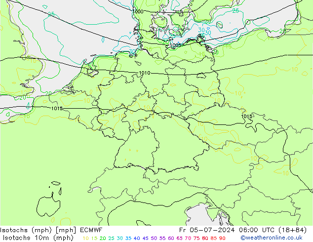 Isotachen (mph) ECMWF vr 05.07.2024 06 UTC