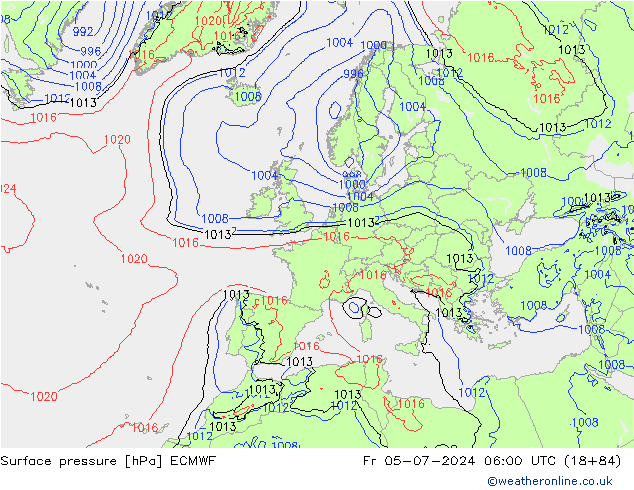 Luchtdruk (Grond) ECMWF vr 05.07.2024 06 UTC