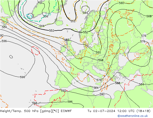Z500/Regen(+SLP)/Z850 ECMWF di 02.07.2024 12 UTC