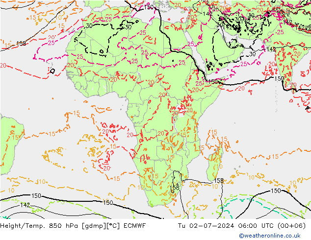 Z500/Regen(+SLP)/Z850 ECMWF di 02.07.2024 06 UTC