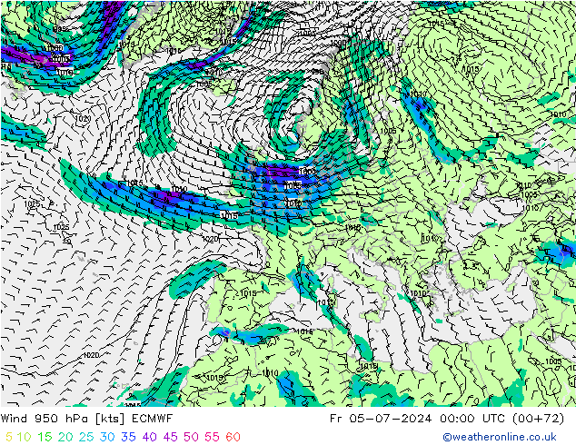 Wind 950 hPa ECMWF vr 05.07.2024 00 UTC