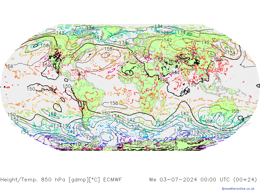 Z500/Regen(+SLP)/Z850 ECMWF wo 03.07.2024 00 UTC