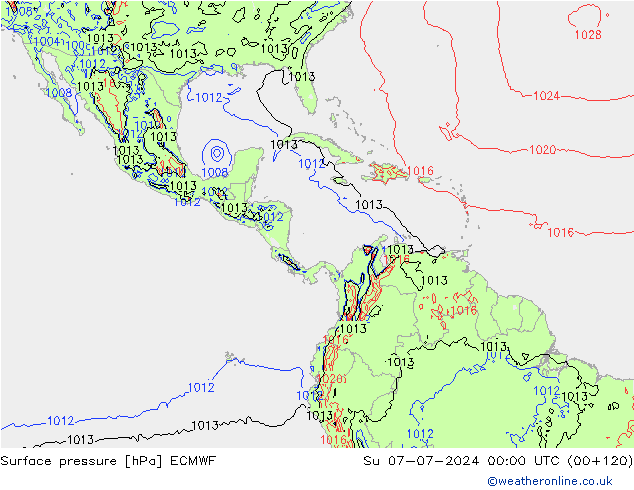Luchtdruk (Grond) ECMWF zo 07.07.2024 00 UTC