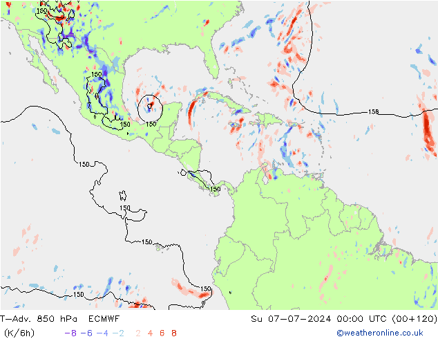 T-Adv. 850 hPa ECMWF zo 07.07.2024 00 UTC