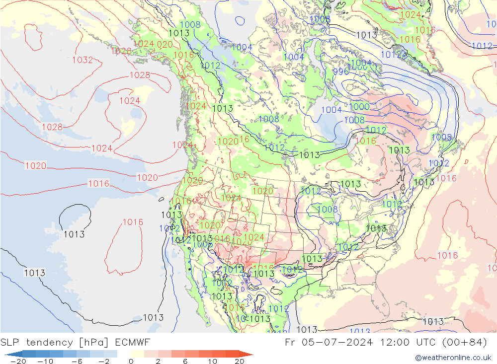 Druktendens (+/-) ECMWF vr 05.07.2024 12 UTC