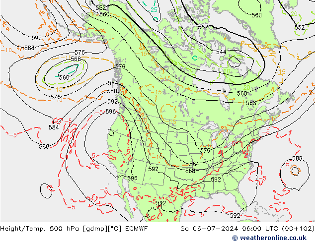 Hoogte/Temp. 500 hPa ECMWF za 06.07.2024 06 UTC