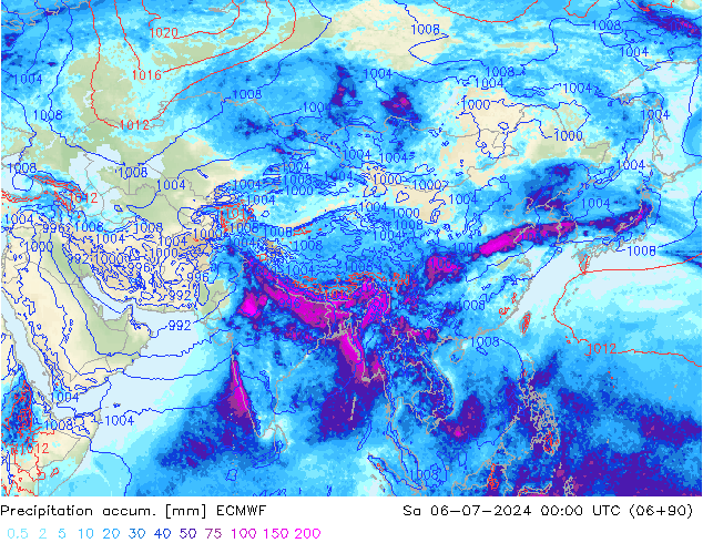Totale neerslag ECMWF za 06.07.2024 00 UTC
