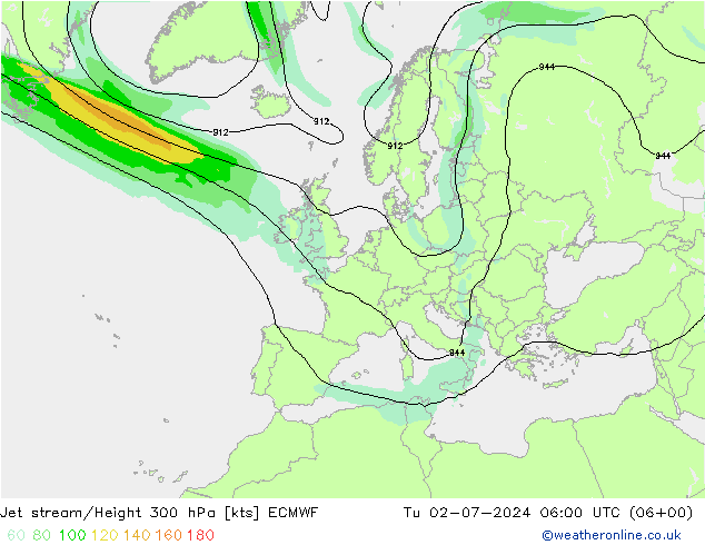 高速氣流 ECMWF 星期二 02.07.2024 06 UTC