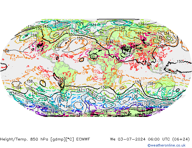 Z500/Regen(+SLP)/Z850 ECMWF wo 03.07.2024 06 UTC