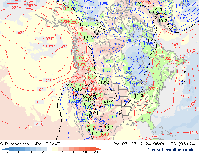 Druktendens (+/-) ECMWF wo 03.07.2024 06 UTC