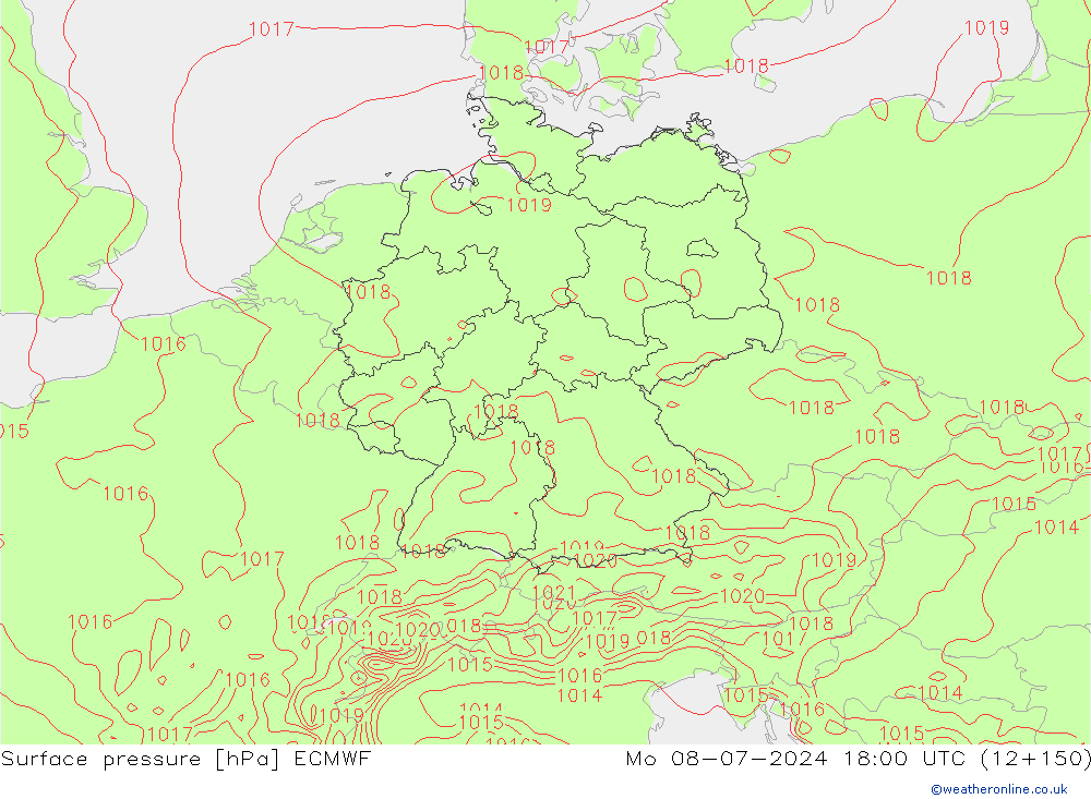 地面气压 ECMWF 星期一 08.07.2024 18 UTC