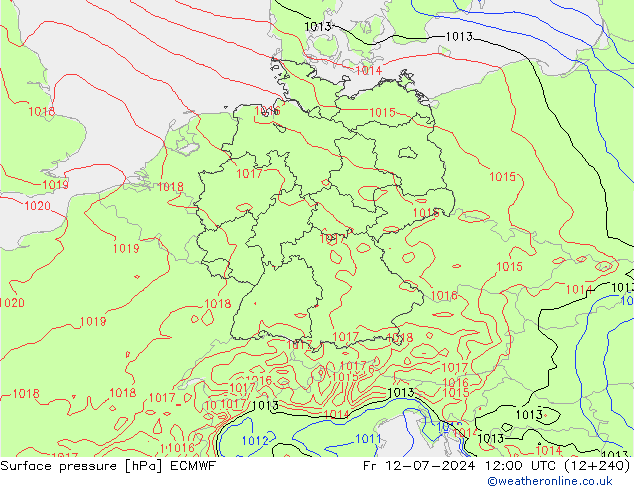 地面气压 ECMWF 星期五 12.07.2024 12 UTC