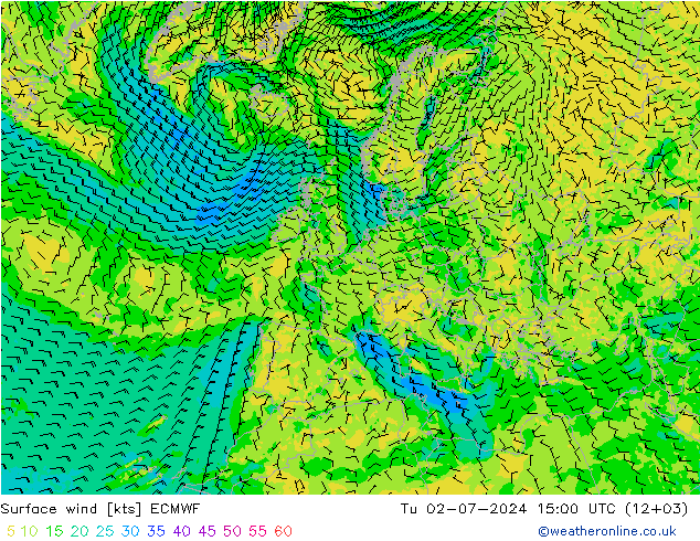 风 10 米 ECMWF 星期二 02.07.2024 15 UTC