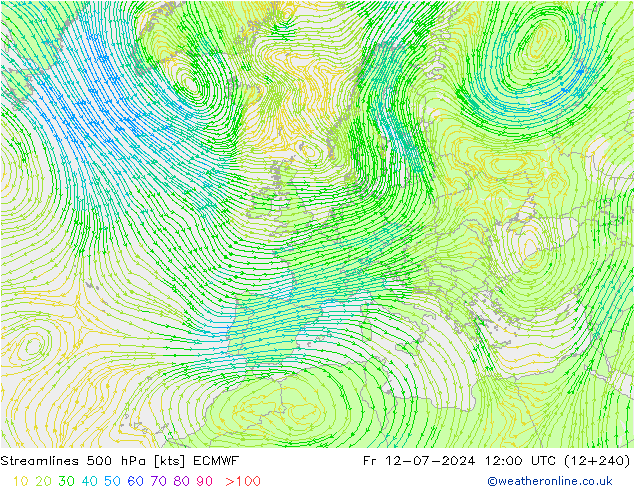 风 500 hPa ECMWF 星期五 12.07.2024 12 UTC