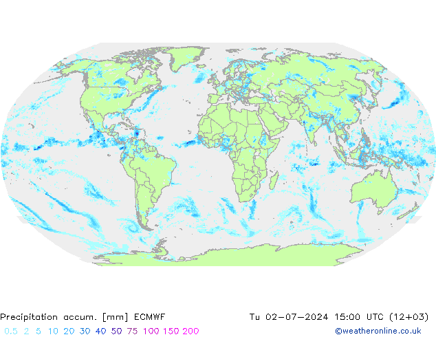 Precipitation accum. ECMWF 星期二 02.07.2024 15 UTC