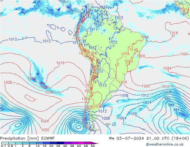 Neerslag ECMWF wo 03.07.2024 00 UTC