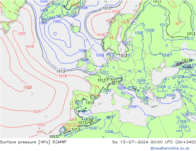 Luchtdruk (Grond) ECMWF za 13.07.2024 00 UTC