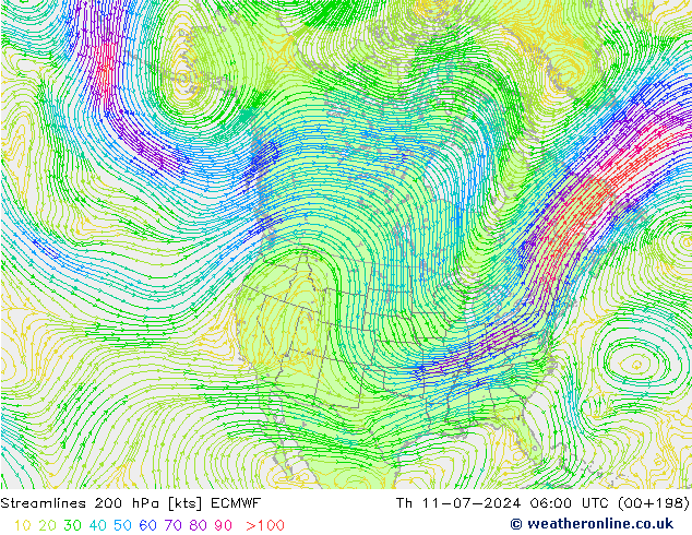 风 200 hPa ECMWF 星期四 11.07.2024 06 UTC
