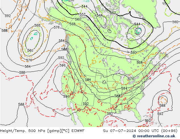 Z500/Regen(+SLP)/Z850 ECMWF zo 07.07.2024 00 UTC