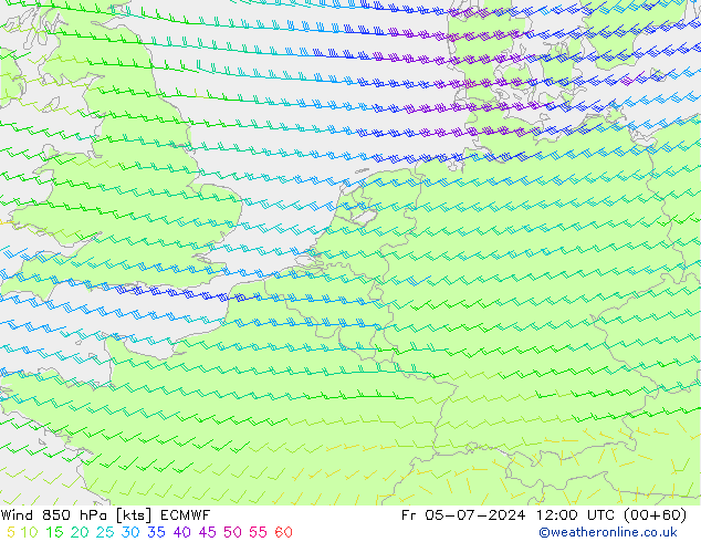 Wind 850 hPa ECMWF vr 05.07.2024 12 UTC