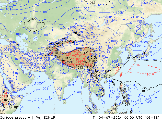 Luchtdruk (Grond) ECMWF do 04.07.2024 00 UTC