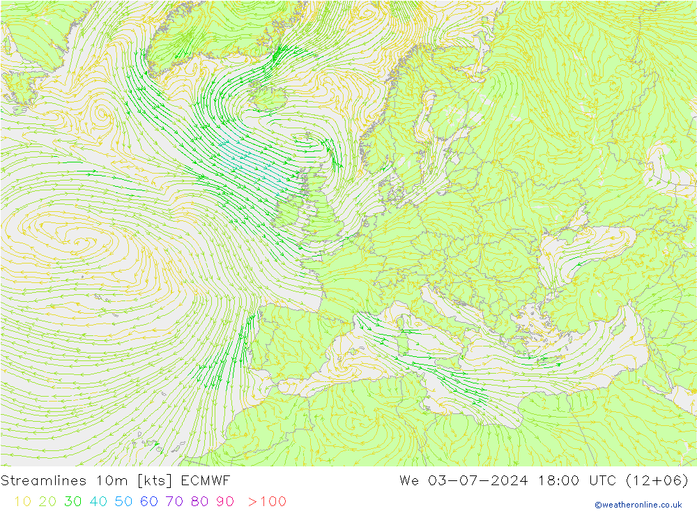 Stroomlijn 10m ECMWF wo 03.07.2024 18 UTC