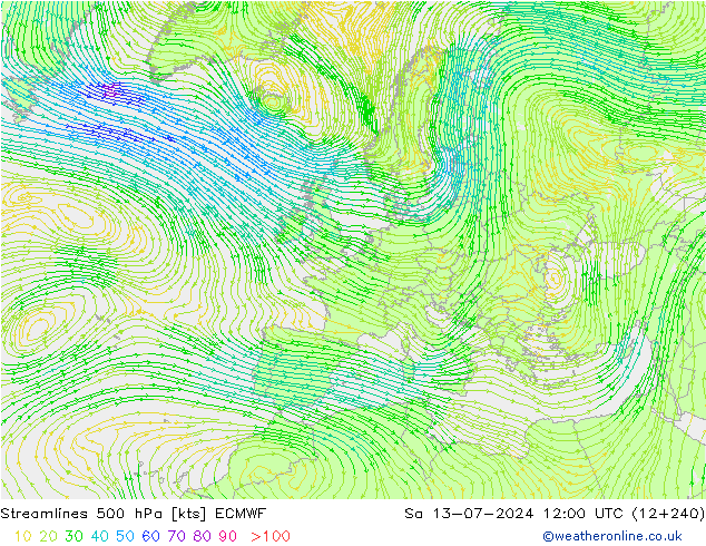 风 500 hPa ECMWF 星期六 13.07.2024 12 UTC