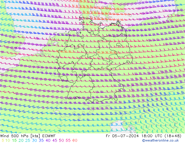 风 500 hPa ECMWF 星期五 05.07.2024 18 UTC