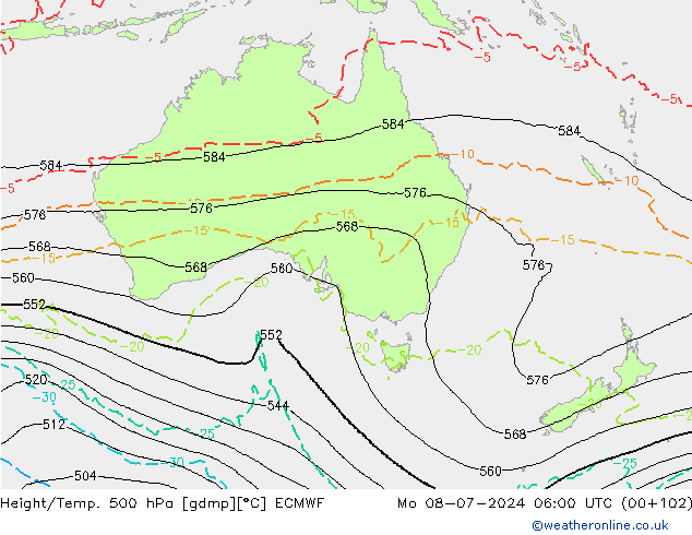 Z500/Regen(+SLP)/Z850 ECMWF ma 08.07.2024 06 UTC