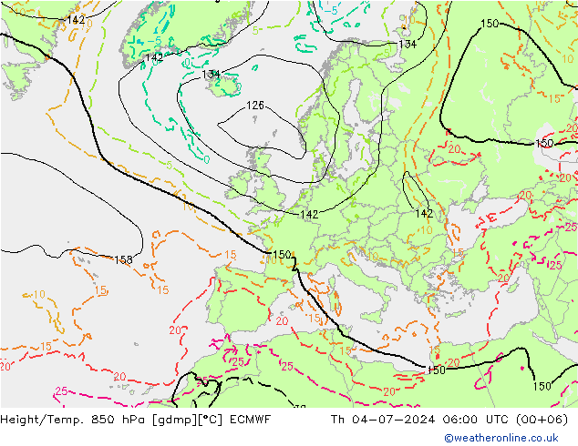 Hoogte/Temp. 850 hPa ECMWF do 04.07.2024 06 UTC