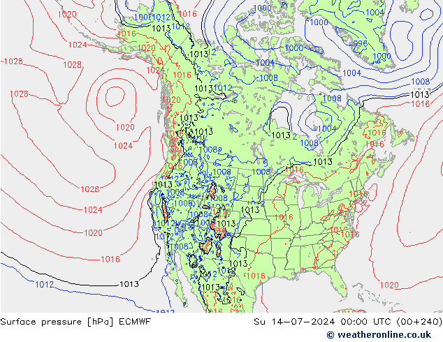 地面气压 ECMWF 星期日 14.07.2024 00 UTC