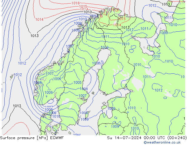 地面气压 ECMWF 星期日 14.07.2024 00 UTC