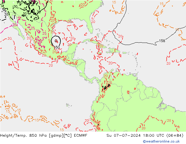 Z500/Regen(+SLP)/Z850 ECMWF zo 07.07.2024 18 UTC