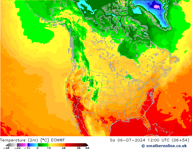 Temperatuurkaart (2m) ECMWF za 06.07.2024 12 UTC