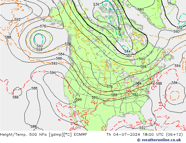 Z500/Rain (+SLP)/Z850 ECMWF 星期四 04.07.2024 18 UTC