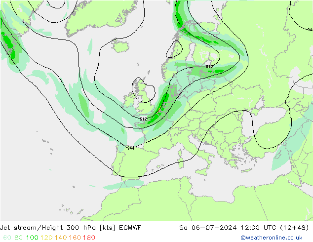 高速氣流 ECMWF 星期六 06.07.2024 12 UTC