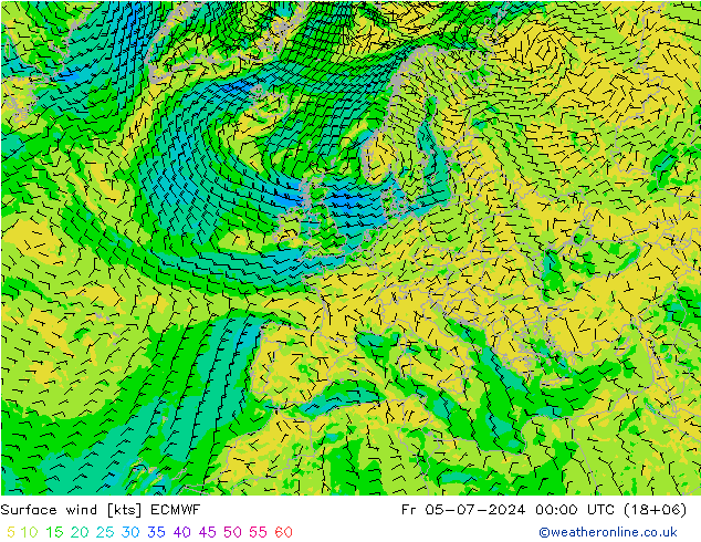 风 10 米 ECMWF 星期五 05.07.2024 00 UTC