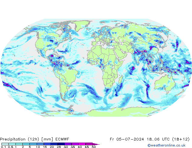 降水量 (12h) ECMWF 星期五 05.07.2024 06 UTC