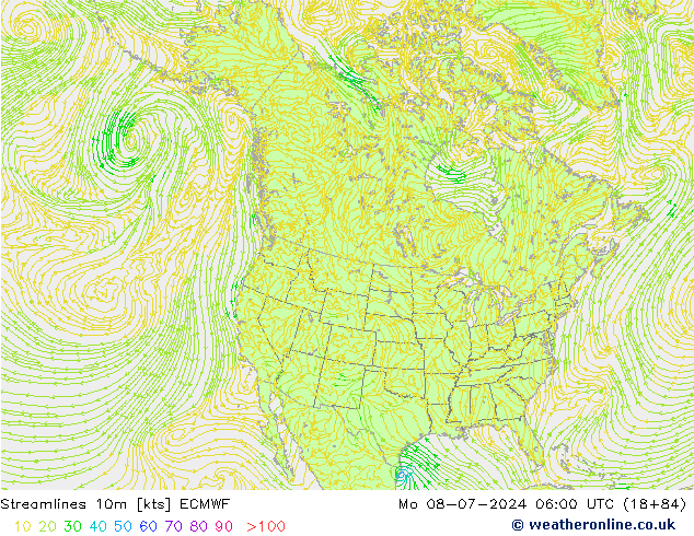 风 10m ECMWF 星期一 08.07.2024 06 UTC