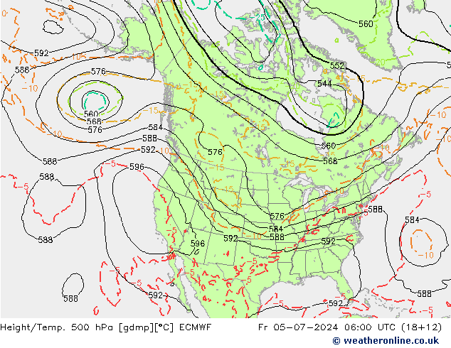 Hoogte/Temp. 500 hPa ECMWF vr 05.07.2024 06 UTC